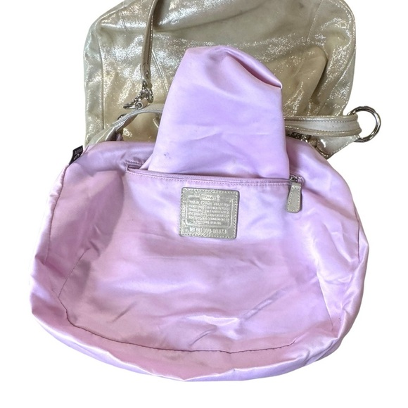 Rare Coach Poppy Metallic Champagne Leather Shoulder Hobo Bag Style 16374 - Picture 9 of 16